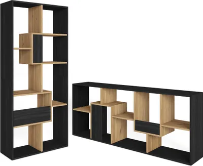 Produktbild von Bücherregal Bibliothek, 67x31x162cm, Aufbewahrungsregal, Schwarz Eiche