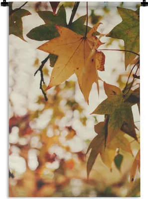 Produktbild von MuchoWow® Wandteppich Wandbehang Natur - Herbstblätter - Rustikal 90x135 cm Tapisserie Dekoration Wandtuch - Baumwolle - Wandskulptur