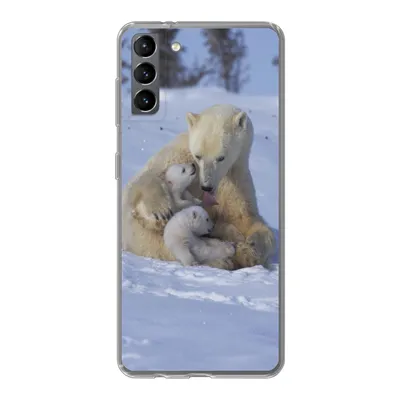 Produktbild von MuchoWow® Handyhülle Schutzhülle Hülle für Samsung Galaxy S21 Plus Eisbären - Schnee - Weiß Silikon Softcase Handy Hülle - Handy-Tasche