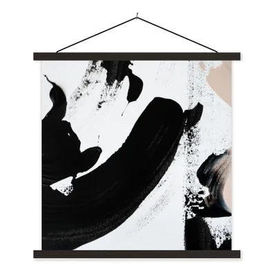 Produktbild von MuchoWow® Textilposter Schwarz - Abstrakt - Design 40x40 cm mit schwarzem Rahmen - Fotos