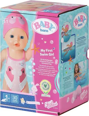 Zdjęcie produktu dla BABY born My First Swim Girl, nakręcana lalka do kąpieli, wodoodporna, działa bez baterii, lalka o wysokości 30 cm, 834060 Zapf Creation, różowa