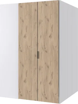 Produktbild von Jugendzimmer-Eckkleiderschrank 135x127 cm in weiß mit Eiche, begehbar NOLI-43