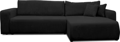 Produktbild von VENASI LUNA XL Ecksofa mit Schlaffunktion und Bettkasten Cord Schlafsofa Eckcouch Sofa Schwarz