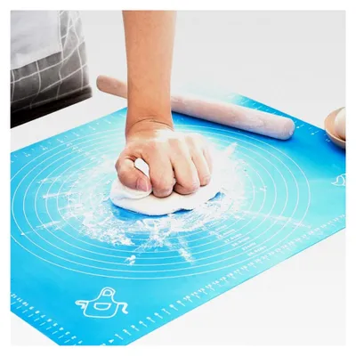 Produktbild von Silikon-Backmatte, Extra Dick, Groß, Rutschfeste Antihafte Teigunterlage mit Messung, für Teig, Tortenkruste, Rollmatten, antihaftbeschichtet und rutschfest (Blau, 50×40 cm)