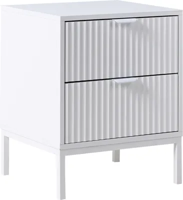 Produktbild von BELIANI Nachttisch mit 2 Schubladen weiß MDF modernes Aufbewahrungsmöbel geriffeltes Design für das Schlafzimmer