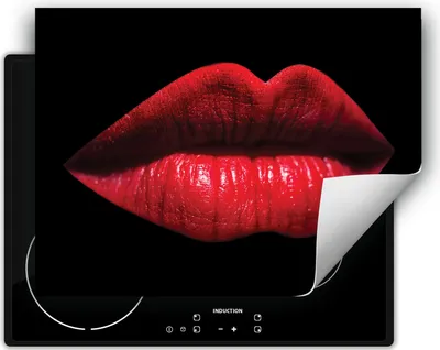 Produktbild von DarHaus Herdabdeckplatte 70x52 cm Anti Rutsch Matte Aufrollbar, schwarz - rot - Mund