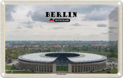 Produktbild von vianmo Blechschild 12x18 cm Berlin Olympiastadion Bildmotiv Reisemotiv Abenteuer Reisen