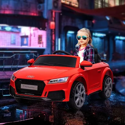 Image de Voiture électrique pour enfants Audi TT RS sous licence, télécommandée 2,4 GHz, avec LED, klaxon, USB/MP3, rouge | 102 x 60 x 44 cm | 12 V | 2 moteurs | 3 à 5 ans