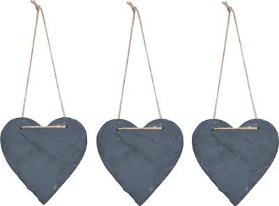 Produktbild von 3er Set Schiefertafel Herz 12x11cm Schieferplatte Memotafel Türschild Dekohänger