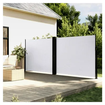 Produktbild von Sonnenschirm und einziehbare Seitenmarkise, Weiß, 180 x 600 cm
