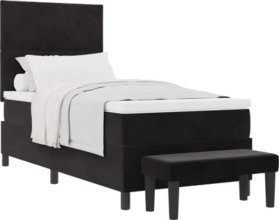 Produktbild von Boxspringbett mit Kopfteil Schwarz 190 x 90 cm Samt