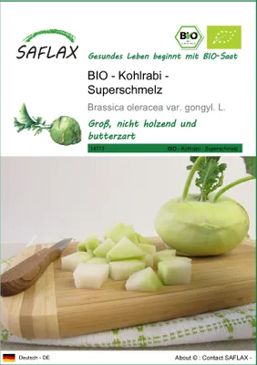 Produktbild von SAFLAX - BIO - Kohlrabi - Superschmelz - Brassica oleracea var. gongyl. L. - 20 Samen