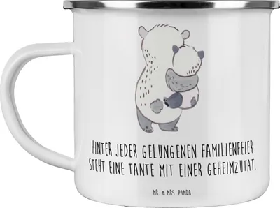 Produktbild von Mr. & Mrs. Panda Pott Tante Geheimzutat - Weiß - Geschenk, Verwandtschaft, Weihnachten, becher emaille, Geschenke, Tasse, Dekoration, Teetasse, Nichte, Rezept, Haferl