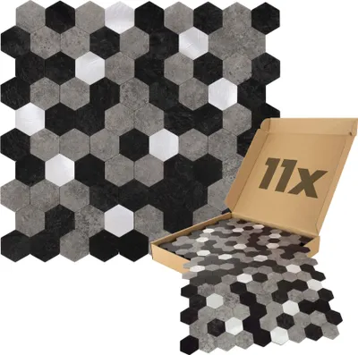 Produktbild von Dalsys 11x Wandpaneele selbstklebend 0,88m² Schwarz, Grau / Silber