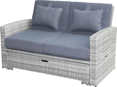 Produktbild von bellavista - Home&Garden® Garten-Multifunktionssofa Begur Grau Polyrattan 2-Sitzer Outdoorbett