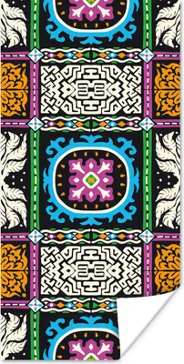 Produktbild von MuchoWow® Poster Muster - Ornament - Abstrakt - Blau - Rosa 20x40 cm - Plakat - Foto