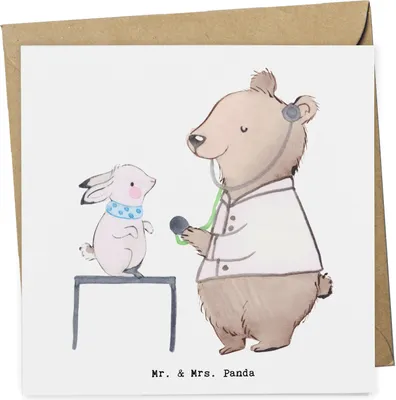 Produktbild von Mr. & Mrs. Panda doppelkarte Tierheilpraktiker Herz - Weiß - Geschenk, Klappkarte, faltkarte, anlasskarte, Glückwunschkarte, Grußkarte