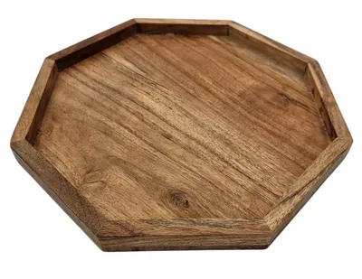 Produktbild von Tablett Dekotablett Achteckig Akazie 25 cm Holztablett Modern Kerzentablett