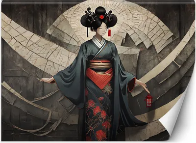 Produktbild von Vlies fototapete Geisha 250x175 cm Feeby Grau inkl. Kleber einfache Montage