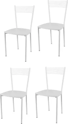 Immagine prodotto di t m c s Tommychairs - Set di 4 sedie moderne ELEGANCE per cucina e sala da pranzo, struttura robusta in acciaio laccato, colore bianco, seduta in legno nel colore bianco