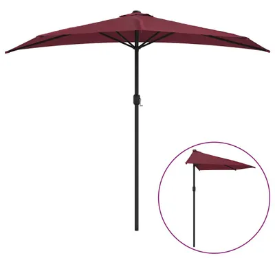 Imagen del producto de vidaXL Sombrilla para balcón, mástil de aluminio, color burdeos, 270x144x222 cm, forma semicircular