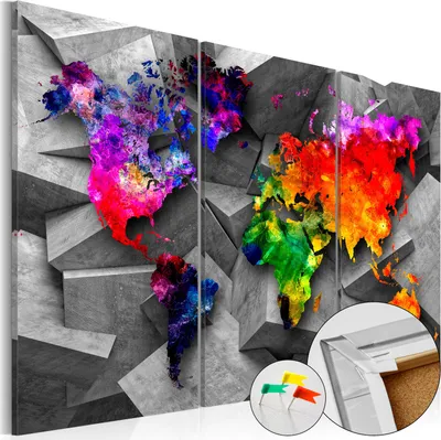 Zdjęcie produktu dla Obraz korkowy z włókniny - Symetria Świata 120x80 cm Karty k-C-0071-p-a