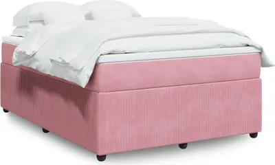 Produktbild von Design Boxspringbett mit Matratze Rosa 140x190 cm Samt, Klassische Betten 2024 Neu