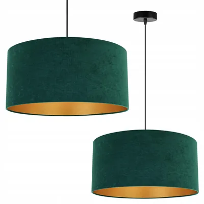 Produktbild von Kronleuchter Pendelleuchte mit goldenem Velours Lampenschirm – Elegante Hängelampe Deckenlampe für Wohnzimmer und Esszimmer