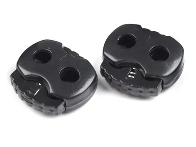 Produktbild von 10 Kordelstopper, 2-Loch, für 5mm Kordel, 20x20mm,schwarz