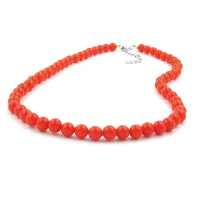 Produktbild von Kette 8mm Kunststoffperlen orange-rot-glänzend 50cm