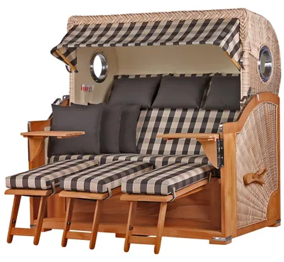 Produktbild von Strandkorb-Set - bene living - Königssee 3-Sitzer Teak - PE shell - Modell 505 - inkl. Liftersystem