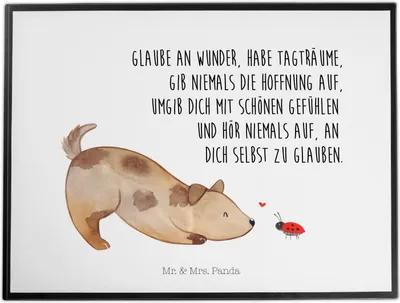 Produktbild von Mr. & Mrs. Panda Schreibtischunterlage Hund Marienkäfer - Weiß - Geschenk, Positiv, Sprüche, schreibtischauflagen, Zuversichtlich, Unterlage Schreibtisch, tischauflage