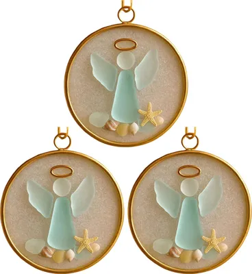 Produktbild von Weihnachtskrippe aus Treibglas, Strandinspirierte Hängedekoration, Christbaumschmuck für den Weihnachtsbaum, Küstenhausdeko
