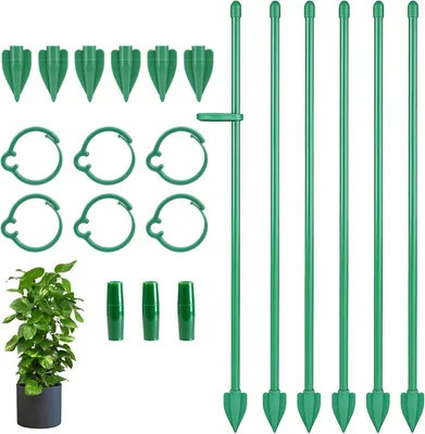 Imagen del producto de Soportes para plantas (6 unidades). Ideales para plantas trepadoras como Monstera. Soportes ajustables de 33,5 cm con clips, perfectos para orquídeas y plantas de interior
