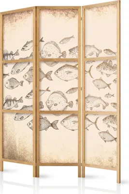 Obrázek produktu pro Japonský paraván Animals 135x172 cm 3-dílný béžový