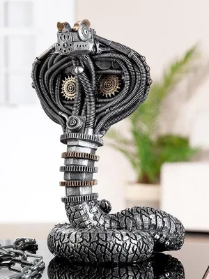 Produktbild von Steampunk Cobra Figurine in Silberlook für Sammlungen
