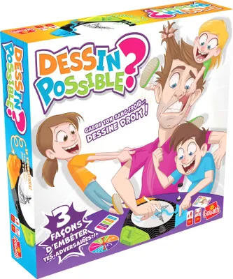 Produktbild von Goliath. Zeichnen möglich? Gesellschaftsspiel, 3 Spielmöglichkeiten, ab 7 Jahren, 3 Spieler und mehr.
