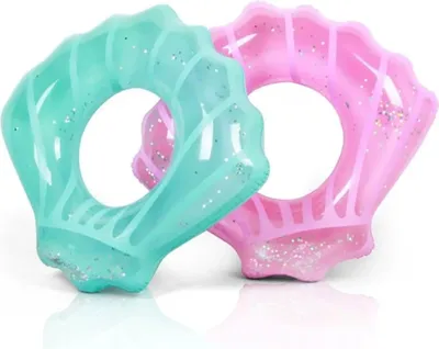 Produktbild von Aufblasbarer Muschel-Schwimmring mit Glitzer, verschiedene Größen, Wasserspielzeug für Kinder & Erwachsene