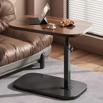 Produktbild von C-Form Beistelltisch Höhenverstellbar 43-72cm,Modern Mobiler Kaffeetisch Holz Couchtisch Side Table für Wohnzimmer für Wohnzimmer Bett Sofa (Braun)