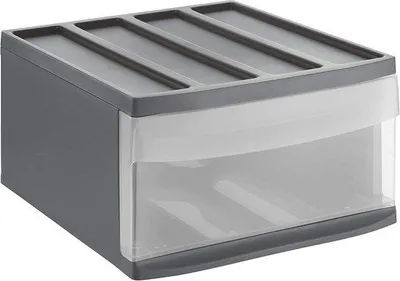 Obrázek produktu pro 1 zásuvka, plast (PP) bez BPA, antracit/transparentní, L (39,5 x 34 x 20.3 cm)