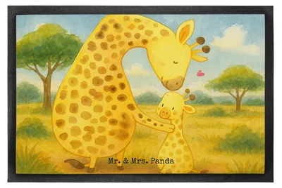 Produktbild von Mr. & Mrs. Panda fußmatte Giraffe Kind Design 60 x 90 cm - Weiß - Geschenk, Afrika, Schmutzfangmatte, Tochter, Sohn, Mutter, Bodenvorleger, Schmutzmatte, Fußabstreifer