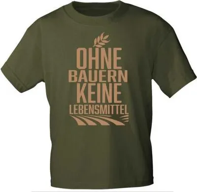Produktbild von T-Shirt mit Print - Ohne Bauern keine Lebensmittel - 15726 olivgrün Gr. S-3XL Größe - M
