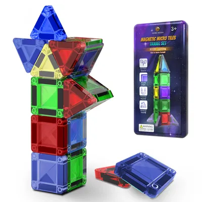 Produktbild von Desire Deluxe Mikro Magnetbausteine 18 Teile – STEM Lernspielzeug für Kinder, Reiseformat, Montessori, Mehrfarbig