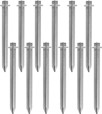 Obrázek produktu pro T-kolíky 12 ks 30 cm z kovu na tvrdý podklad - extra silné stanové kolíky z pozinkované oceli - robustní kolíky pro stan, pavilon, kempování, kotvení do země, outdoor