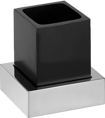 Produktbild von MAX Glashalter Polyresin Messing Chrom Schwarz 115x115x95 mm für Bad & Küche >> zum Bohren