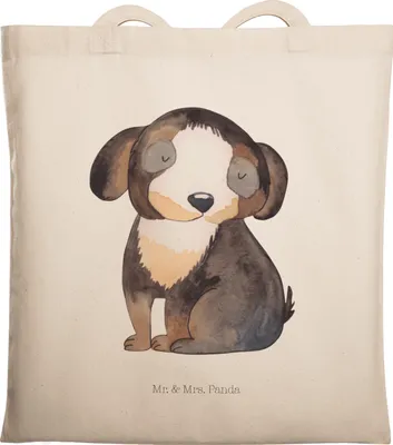 Produktbild von Mr. & Mrs. Panda Uni Tasche Hund Entspannen - Transparent - Geschenk, Einkaufstüte, Jutebeutel, Liebe, Schwarzer, Tote Bag, Flauschig, Süß, Beutel, Sprüche, Tragetasche