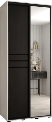 Produktbild von MEBLE KRYSPOL Davos 11 Schrank, zwei Türen - 235,2x110x60 cm - Weiß Schwarz Schwarz