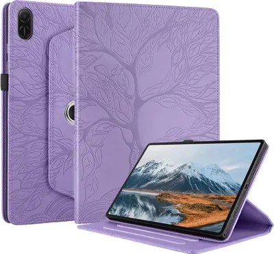 Produktbild von Für Honor Pad X8a 11 Zoll 360 Grad Rotation Baum Muster Kunstleder Hülle Tasche Lila