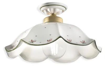 Obrázek produktu pro Stropní svítidlo Belluno Classic Ceramic and Satin Decorated Brass 1 Light E27