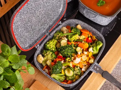 Produktbild von Doppelseitige Granit-Grillpfanne für Gas und Induktion KAMILLE